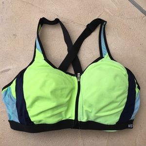 Victoria's Secret Neon Green and Black Sports Bra